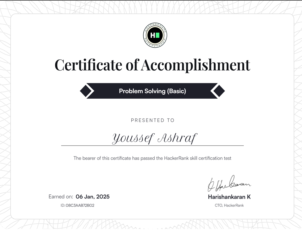 HackerRank Basic Problem Solving Certificate