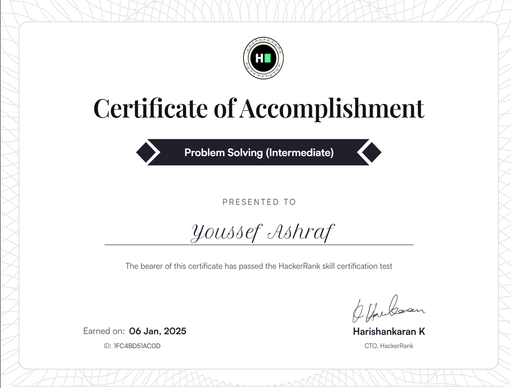HackerRank Intermediate Problem Solving Certificate